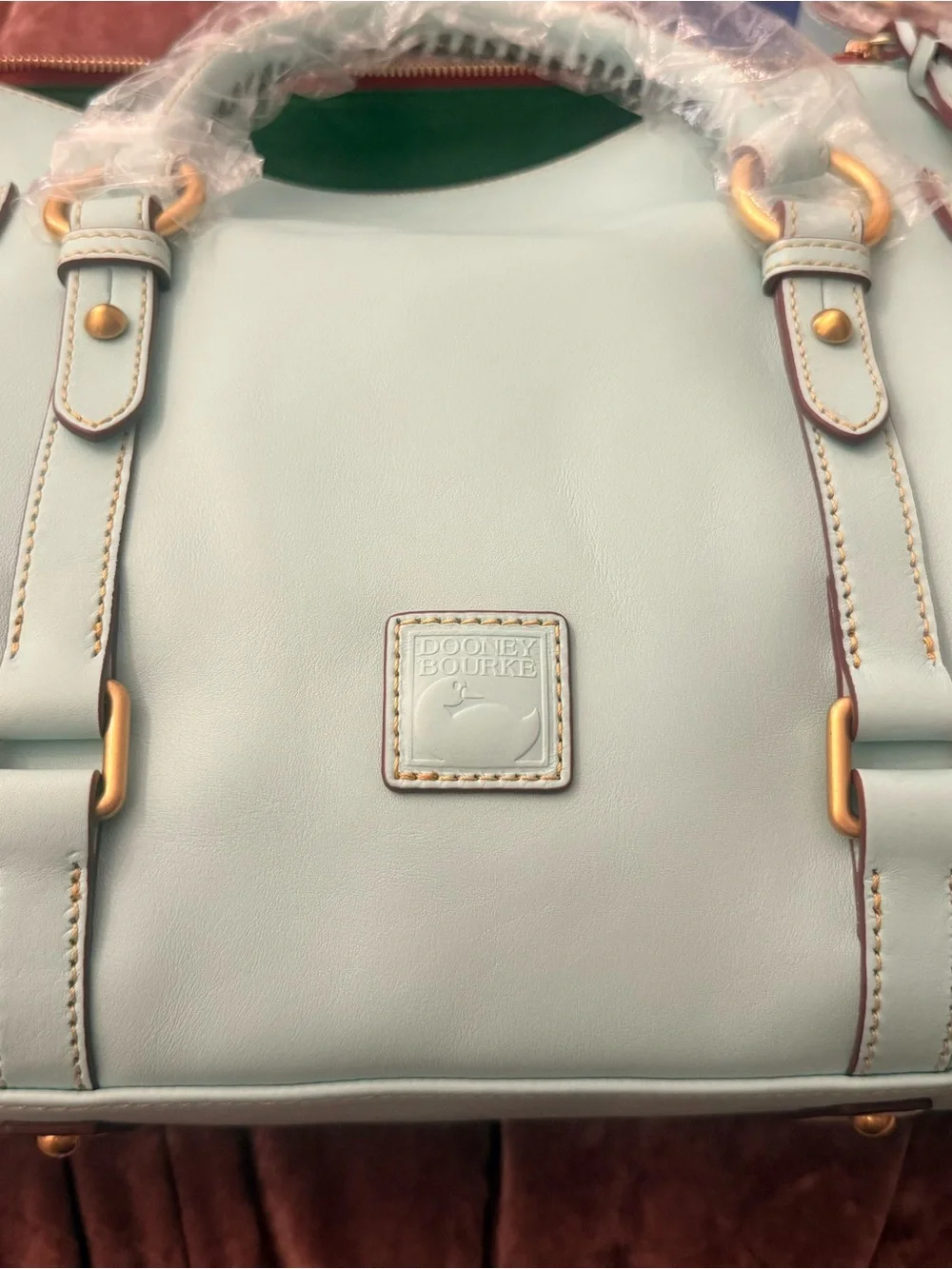 Dooney & Bourke Pale Blue Large Florentine Leather Satchel. NWT! GORGEOUS!